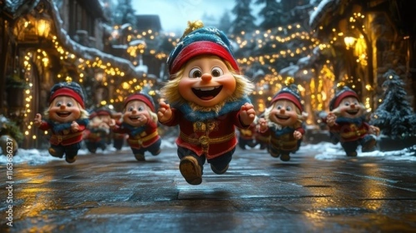 Obraz Animated Characters in Traditional Ukrainian Attire Celebrating Winter Festivities