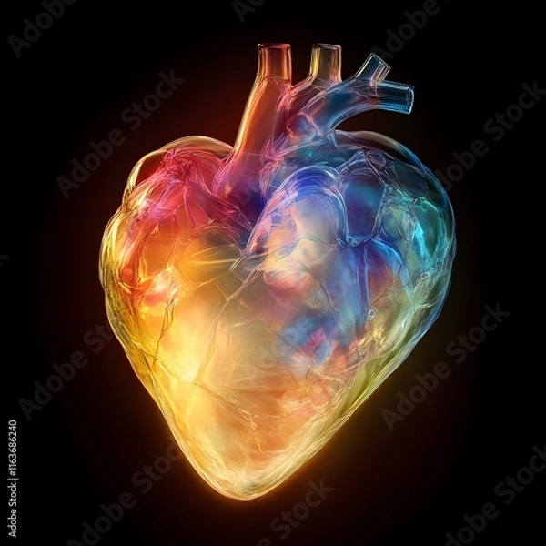 Fototapeta Human heart flaming design highly detailed perfect for artistic craft