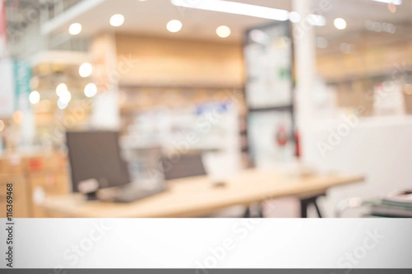 Fototapeta Blur office room Interior of Background, product display templat