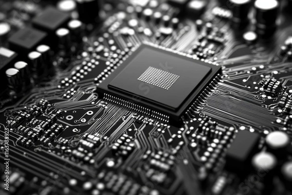 Fototapeta Computer Processor Technology. CPU Semiconductor Hardware, Generative AI