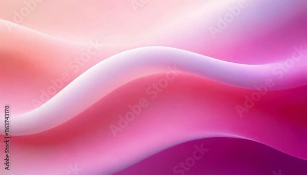 Fototapeta A smooth wavy abstract background blending soft and bright pink shades