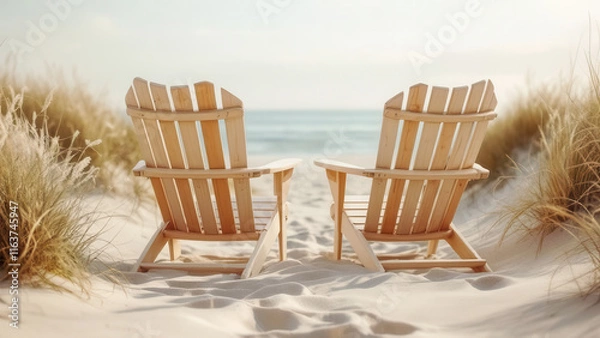 Obraz Beautiful beach chairs