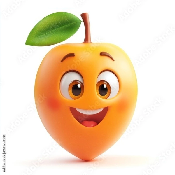 Fototapeta happy face of orange vector style art 3d illustration Isolated on White Background