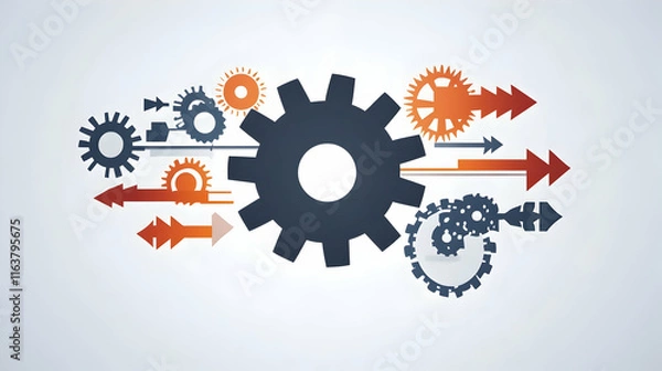 Obraz Minimalist gears and arrows, symbolizing business process reengineering and the improvement of operations