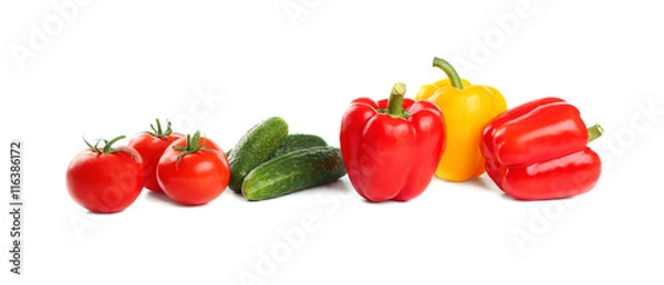 Fototapeta Fresh vegetables  on white background