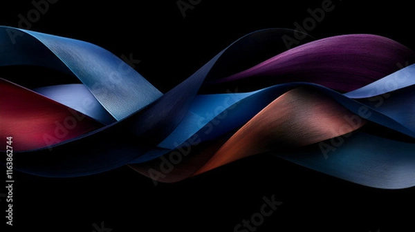 Fototapeta Abstract Swirling Ribbons, A Symphony of Hues, Intertwining and Dancing Gracefully in the Dark
