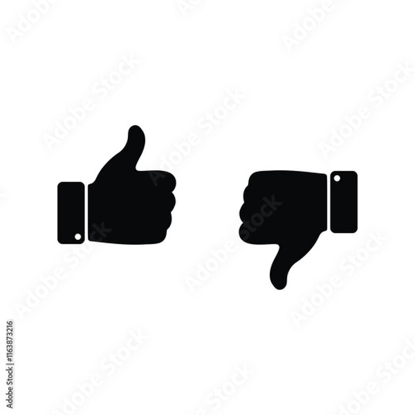 Fototapeta like and dislike concept, thumbs up and thumbs down vector icons for mobile and web apps