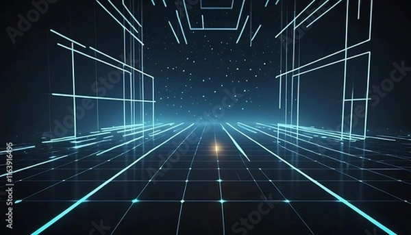 Fototapeta Abstract Futuristic Gridscape Digital Cityscape Design