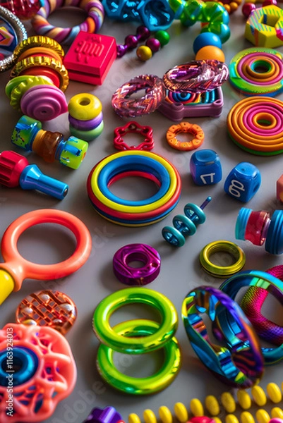 Fototapeta An Array of Colorful Fidget Tools to Relieve Stress and Enhance Focus