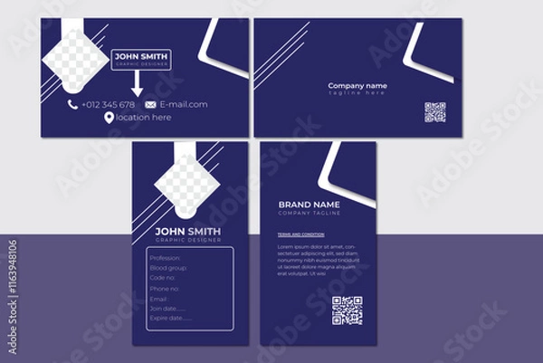 Fototapeta business card design, Creative modern professional business card vector design, Creative modern professional business card id card template design, Free vector modern professional business card.