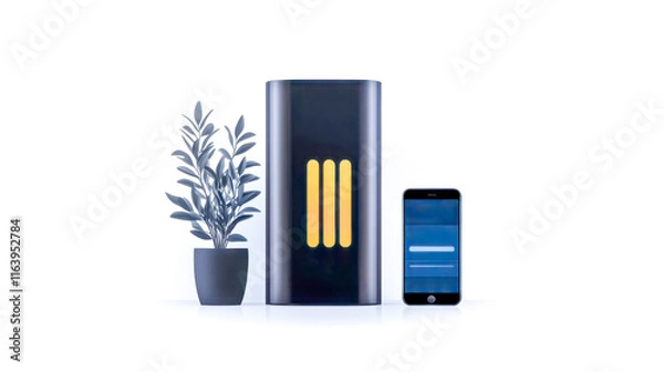 Fototapeta Smart home boiler being controlled remotely with mobile app