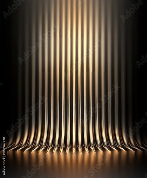 Fototapeta Abstract golden light effect with vertical lines creating a dramatic atmosphere.