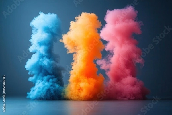 Obraz spectacular explosion of multi-colored smoke bombs against a pristine white background, creating an ethereal and vibrant display of color and texture that evokes excitement and creativity