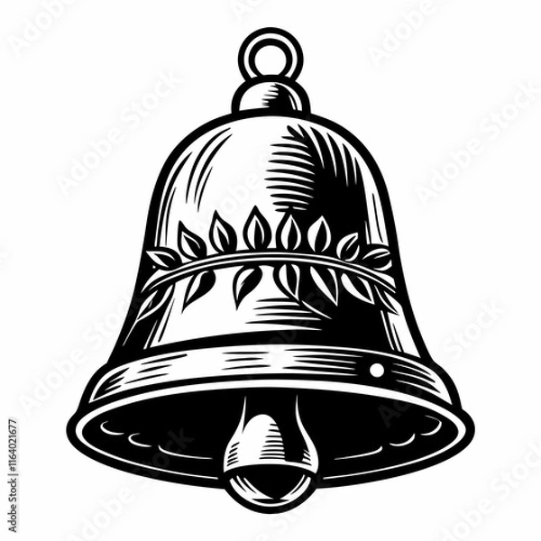 Fototapeta Christmas Silver bell Black silhouette