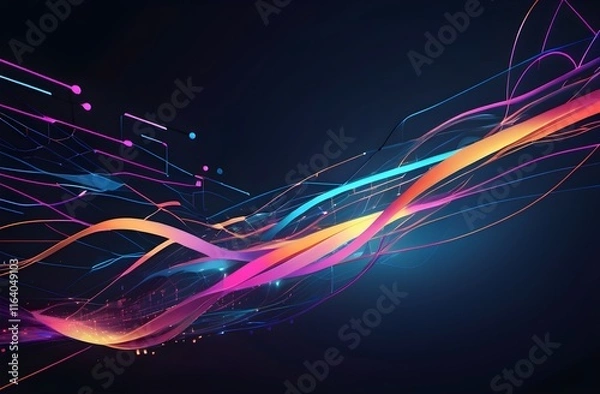 Fototapeta Abstract lights background. Science and technology background. Banner, poster