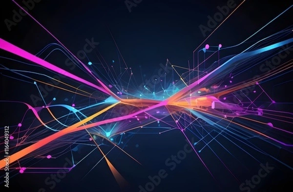 Fototapeta Abstract lights background. Science and technology background. Banner, poster, graphic