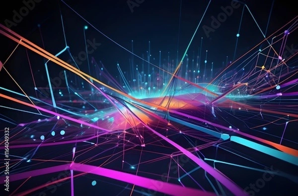 Fototapeta Abstract lights background. Science and technology background. Banner, poster