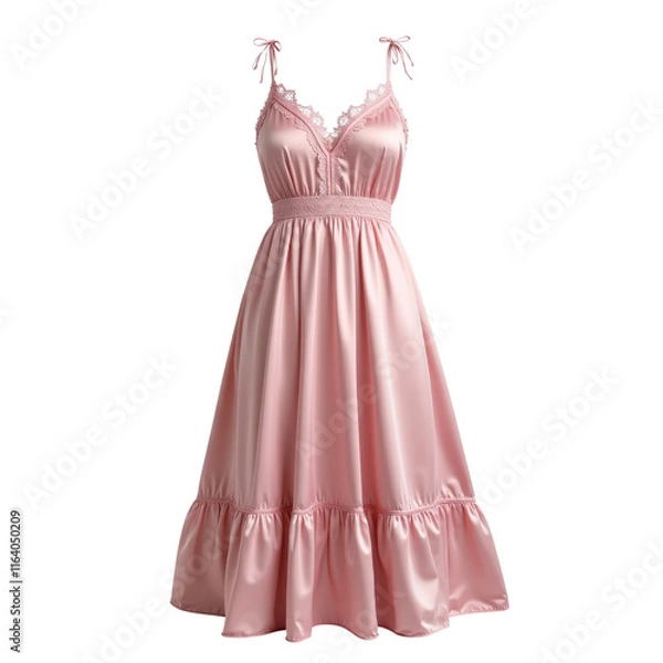 Fototapeta Elegant Pink Satin Nightgown with Lace Trim and Flowing Fabric