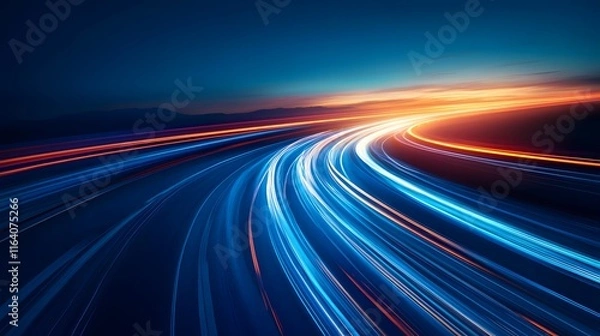 Obraz Speeding Vehicle Trails at Sunset, Vivid Night Drive