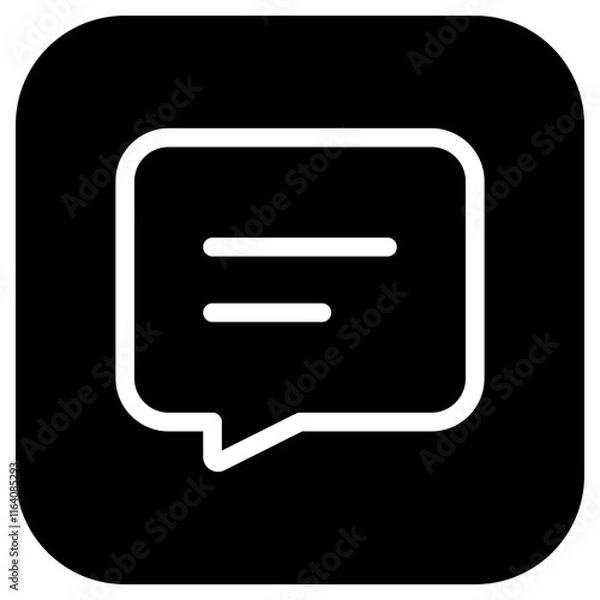 Fototapeta Vector text message icon. Black, white background. Perfect for app and web interfaces, infographics, presentations, marketing, etc.