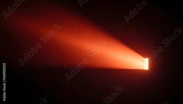 Fototapeta An orange beam shining from the left, creating a dramatic highlight on a deep black backdrop create with ai