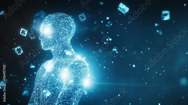 Fototapeta Digital Human: A Networked Consciousness in a Virtual World