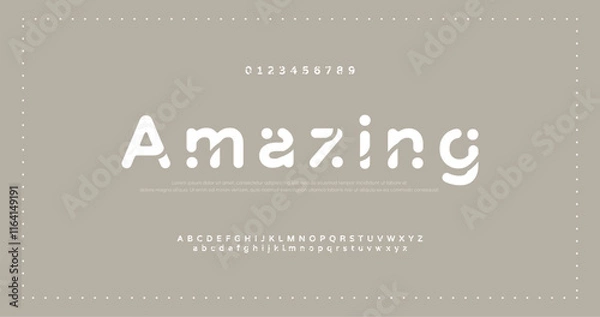 Obraz Abstract minimal creative alphabet fonts. Flat twisted Regular font with dot.