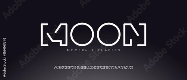 Obraz Typography minimal modern slim monogram fonts style. Vector illustration and tech line font. Abstract minimal modern alphabet font.
