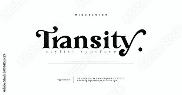 Fototapeta Elegant and modern serif alphabet font uppercase and number fonts victorian typeface
