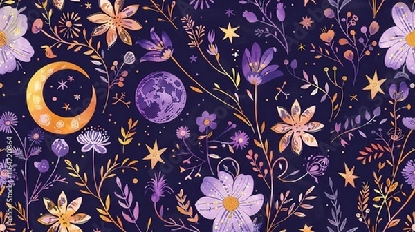 Obraz celestial seamless pattern wallpaper