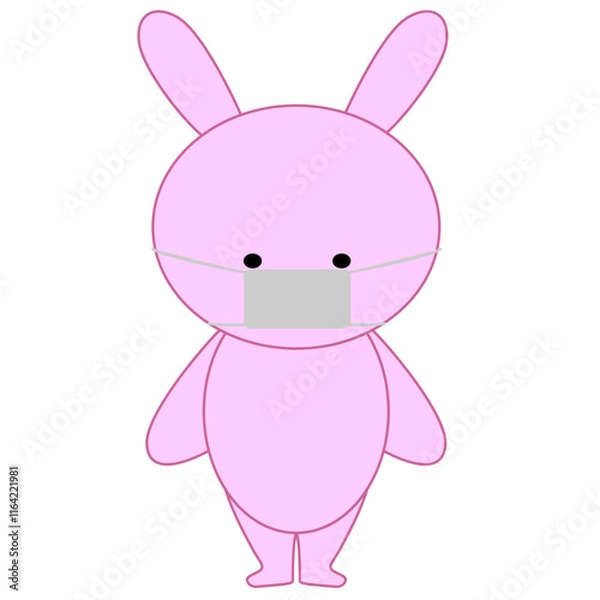 Obraz マスクをするウサギのイラスト