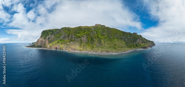 Fototapeta Aerial view on the south coast of the isle of Flores from the sea