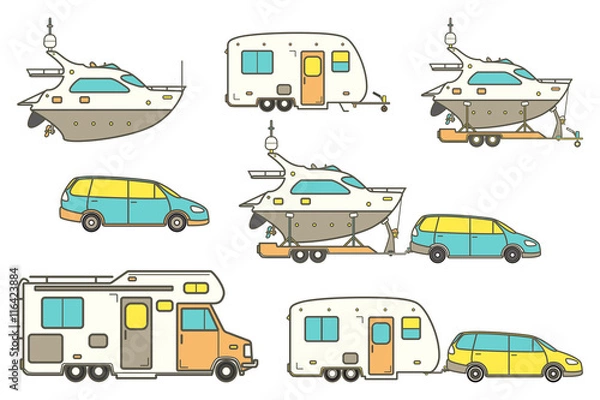 Fototapeta Travel line icons.