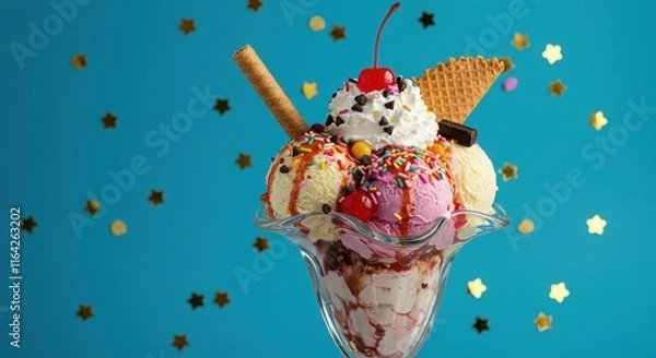 Fototapeta ice cream flavor strawberry waffle cone icecream wordles vanilla melting milk chocolates sundae summer sweet