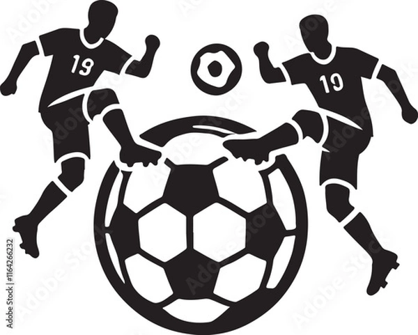 Fototapeta Soccer icon silhouette vector with white background