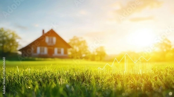 Fototapeta Scenic countryside property with tax graphs rural setting real estate analysis vibrant landscape captivating view financial insights