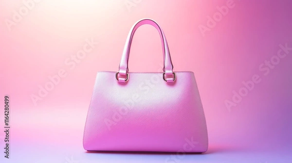 Fototapeta Elegant pink handbag on gradient background