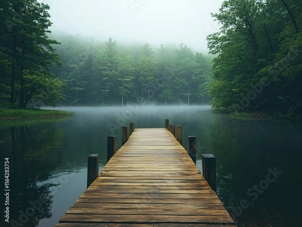 Fototapeta Lake Dock with Trees