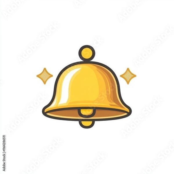 Fototapeta A vibrant golden bell icon with sparkles, symbolizing notification and alert.