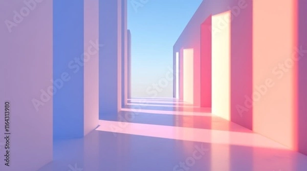 Fototapeta Abstract Corridor with Soft Color Glow and a Dreamy Atmosphere Creating a Serene and Calming Effect in Modern Minimalist Design