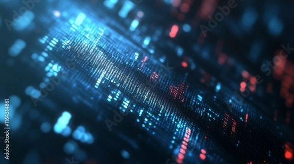 Fototapeta Abstract Digital Background with Glowing Lines and Particles Creating a Futuristic Matrix and Data Network Visualization in Red and Blue Tones