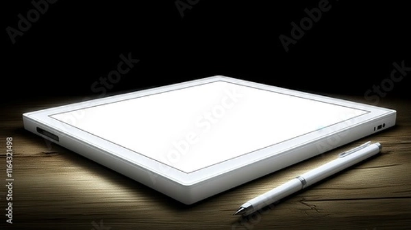 Fototapeta Digital drawing action creative workspace graphic design content modern environment top view innovative concept