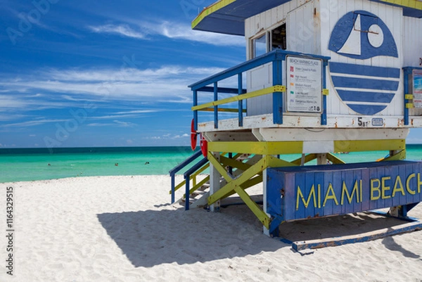 Obraz Lifeguard Tower am Strand von Miami Beach in Florida 