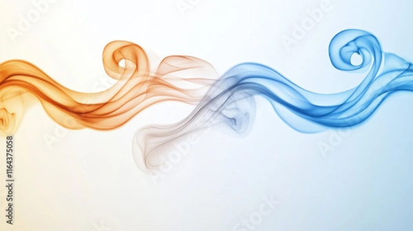Fototapeta Cold and hot air flow effects set isolated on transparent background. Vector realistic illustration of red and blue color swirls, climate control system design elements, fresh breeze, warm wind waves
