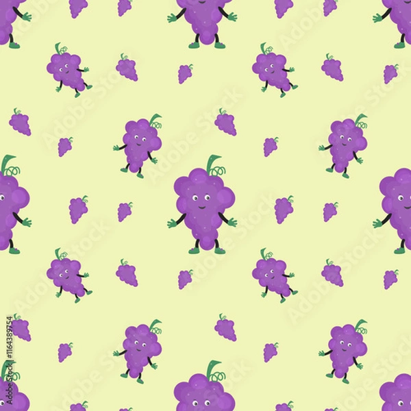 Obraz pattern with grapes on a beige background