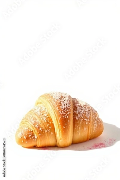 Fototapeta there is a croissant on a white surface with a pink spot