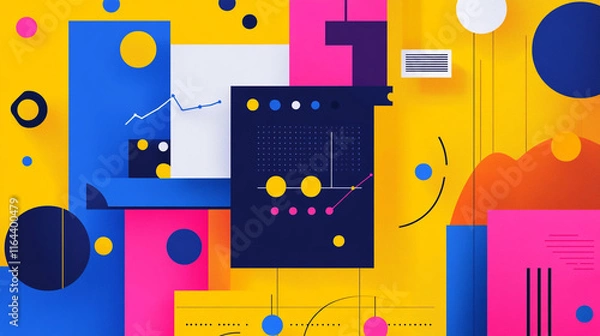 Fototapeta Modern business concept luxury abstract background with various financial and graphical elements, geometric lines covered business background, abstract background of business with modern lines.