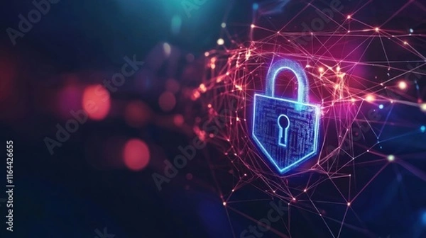 Fototapeta Enhancing cybersecurity awareness digital lock symbolizing data protection and trust