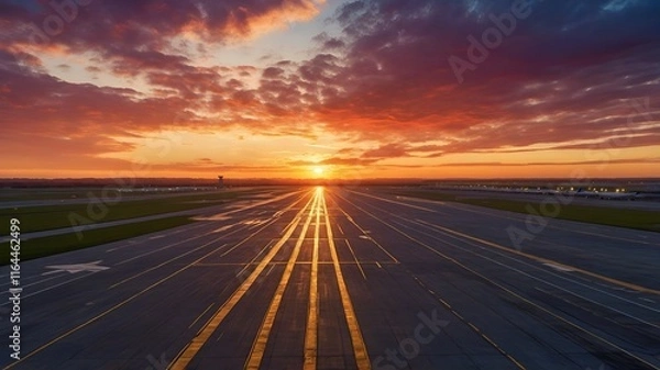 Obraz A Sky on Fire: Sunset Over the Silent Runway
