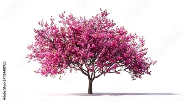 Fototapeta A vibrant redbud tree with bright pink flowers, captured in intricate detail and isolated cleanly.